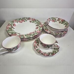 Nikko Precious Pink Floral Dinnerware Set. Pink Flowered Nikko Japan Ceramics.